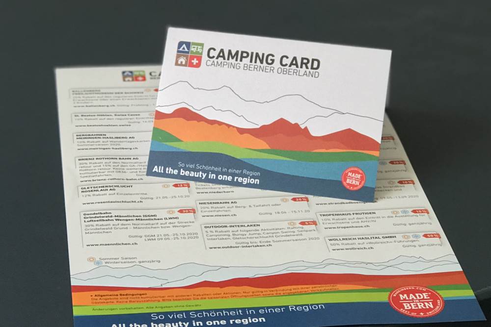 CAMPING CARD BERNER OBERLAND  great discounts and special offers in the entire bernese oberland switzerland