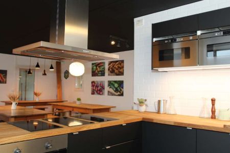 Shared kitchen and co-working space at TCS Camping Interlaken, Switzerland