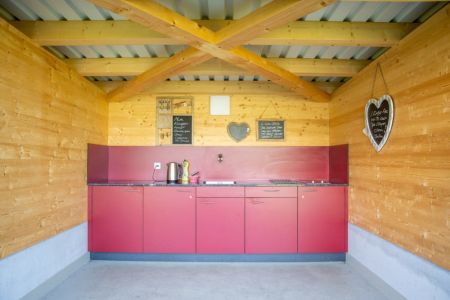 Community kitchen at the Camping Panorama Rossern in Aeschi Interlaken Switzerland