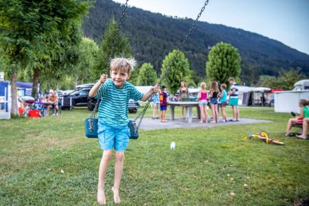 Playground and large play area at Camping Hobby in Unterseen - Interlaken, Switzerland