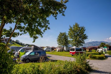 Pitches for caravans and motorhomes at Camping Stuhlegg in Krattigen Interlaken Switzerland