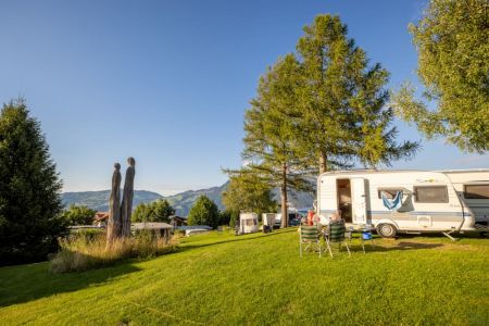 Pitches for caravans and motorhomes at Camping Panorama Rossern in Aeschi Interlaken Switzerland