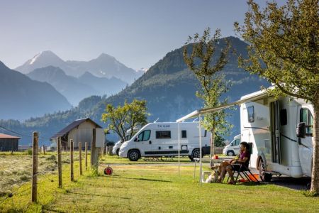 Camping Hobby Unterseen Interlaken Switzerland plots for caravans, motorhomes and tents