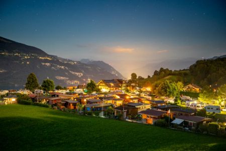 Evening mood on the camping Stuhlegg in Krattigen near Interlaken, Switzerland
