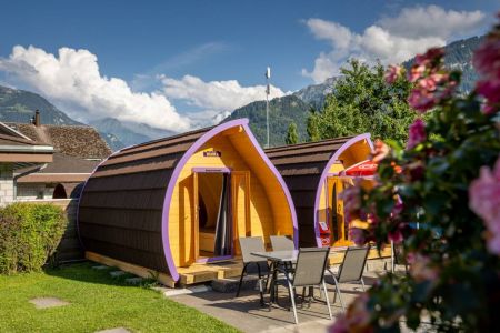 Bungalows wooden igloos family igloos for rent at Camping Lazy Rancho Unterseen Interlaken Switzerland
